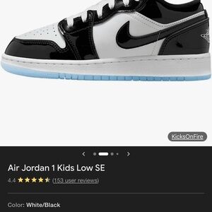Jordan Kids Low SE Black and White Sneakers